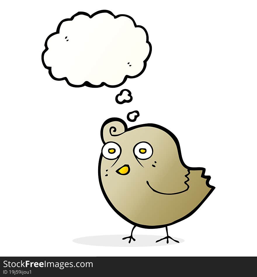 funny cartoon bird with thought bubble