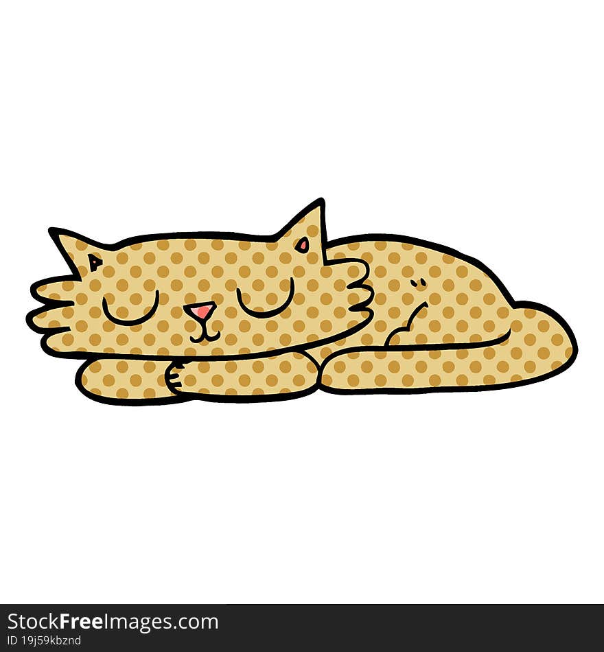 cartoon doodle sleeping cat