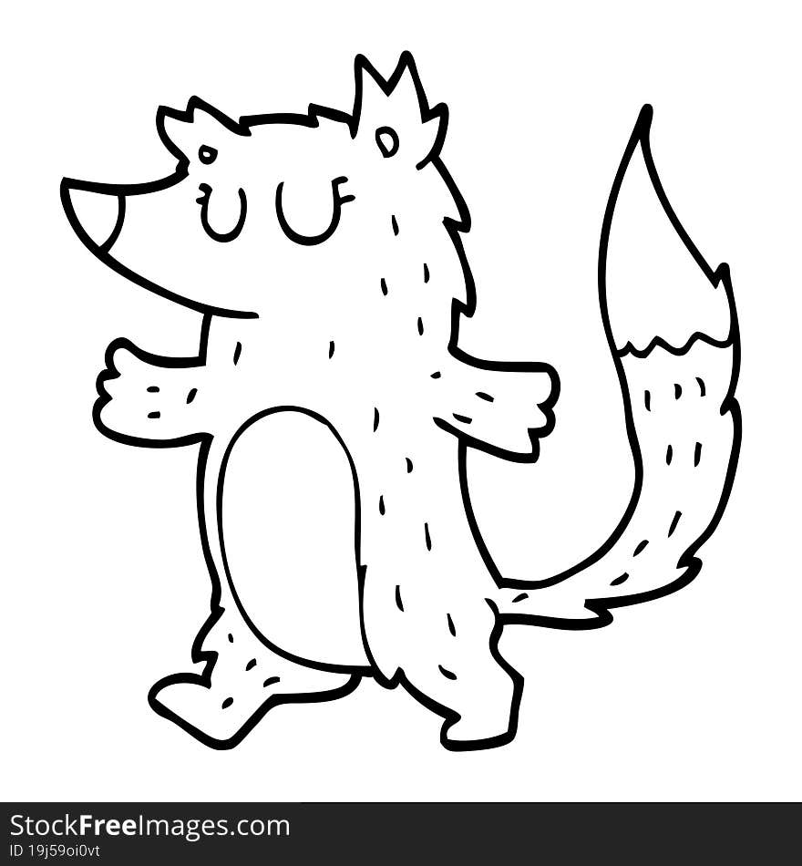 line drawing cartoon fox