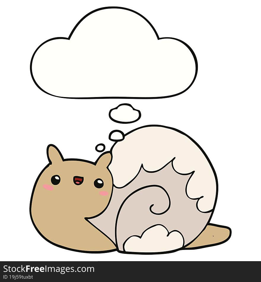 Cute Cartoon Snail And Thought Bubble