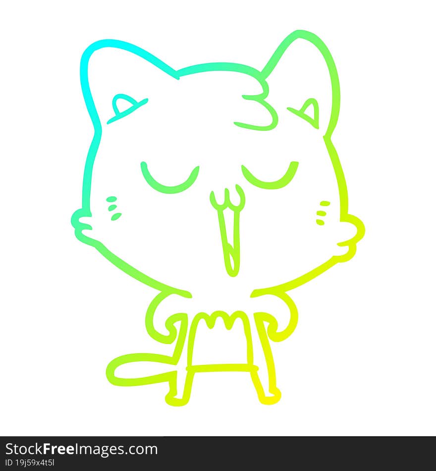 cold gradient line drawing cartoon cat singing