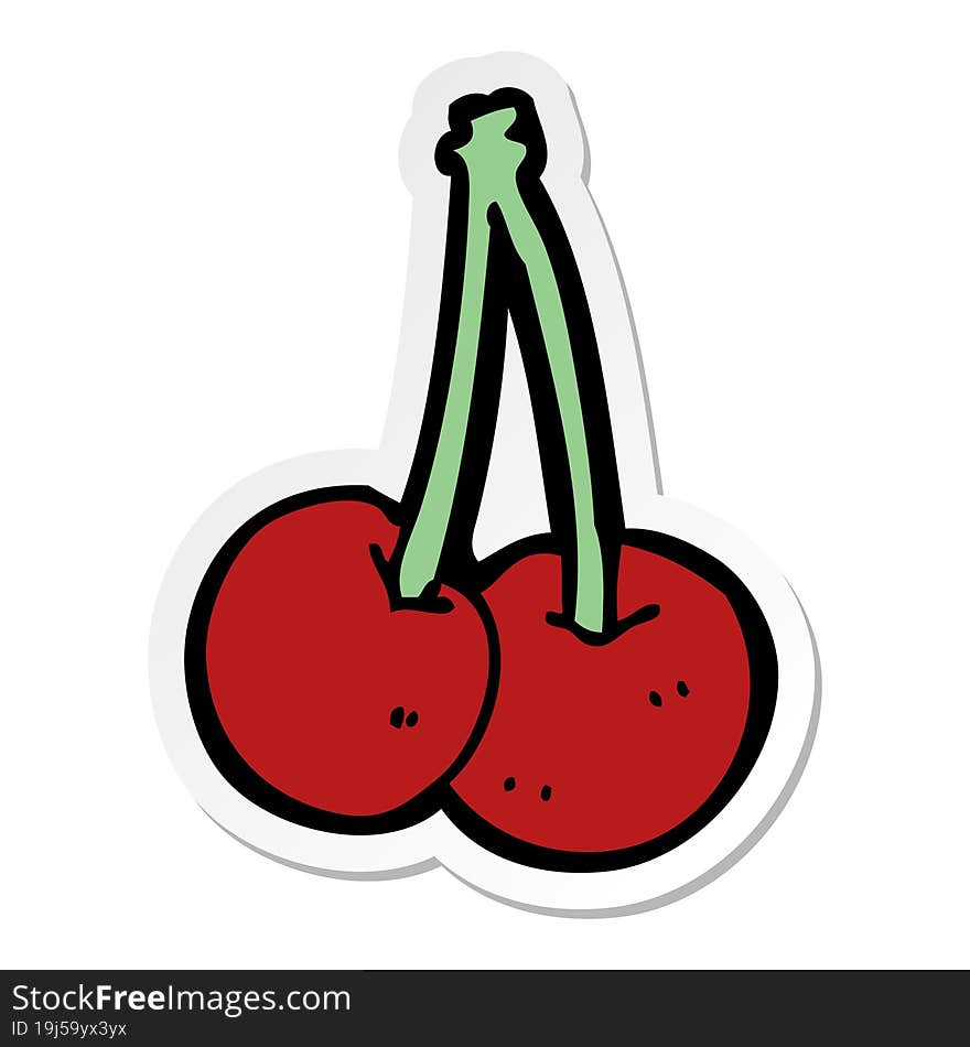 Sticker Of A Cartoon Cherries