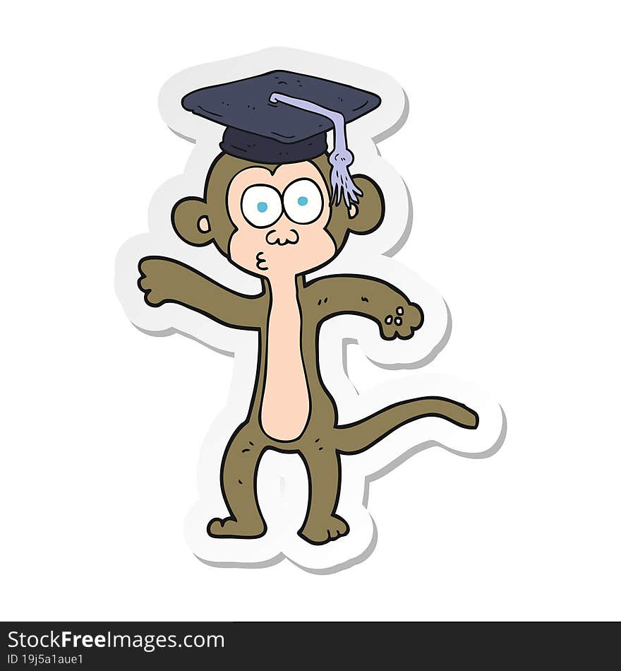 sticker of a cartoon graduate monkey