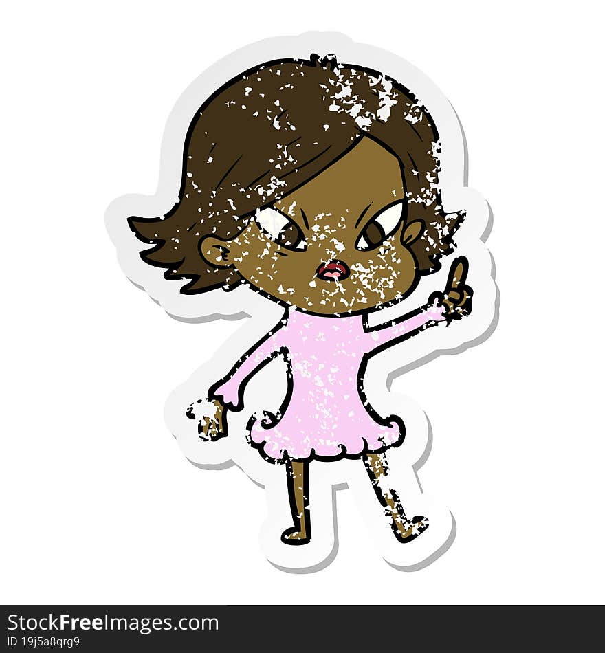 distressed sticker of a cartoon stressed woman