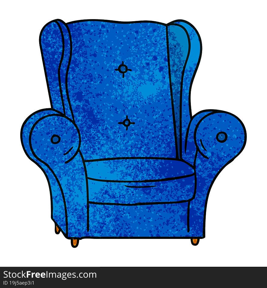 Textured Cartoon Doodle Of An Old Armchair