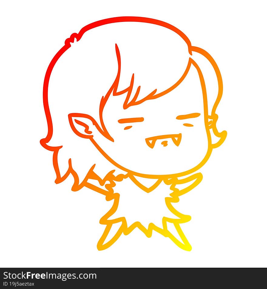 warm gradient line drawing cartoon undead vampire girl