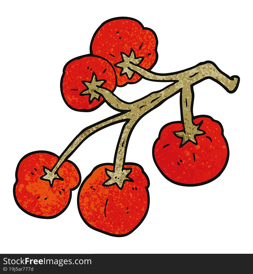 cartoon doodle tomatoes on vine