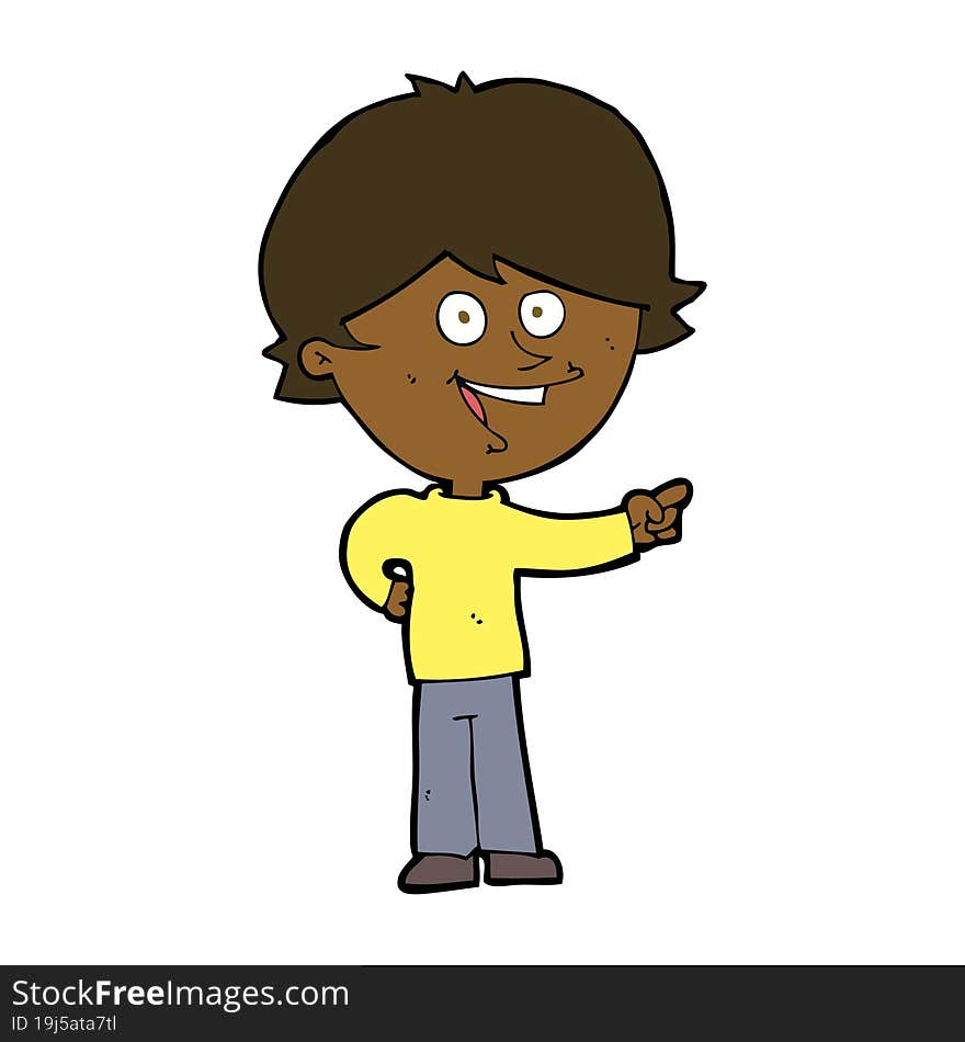 Cartoon Boy Laughing And Pointing