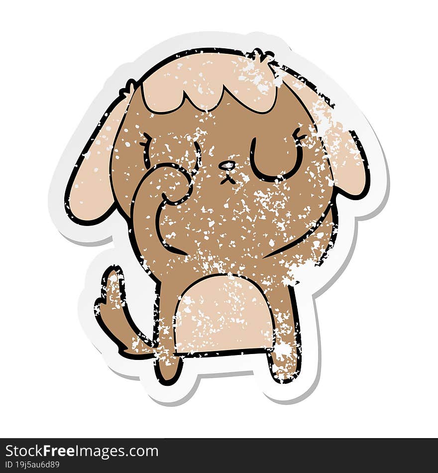 Distressed Sticker Of A Cute Cartoon Dog