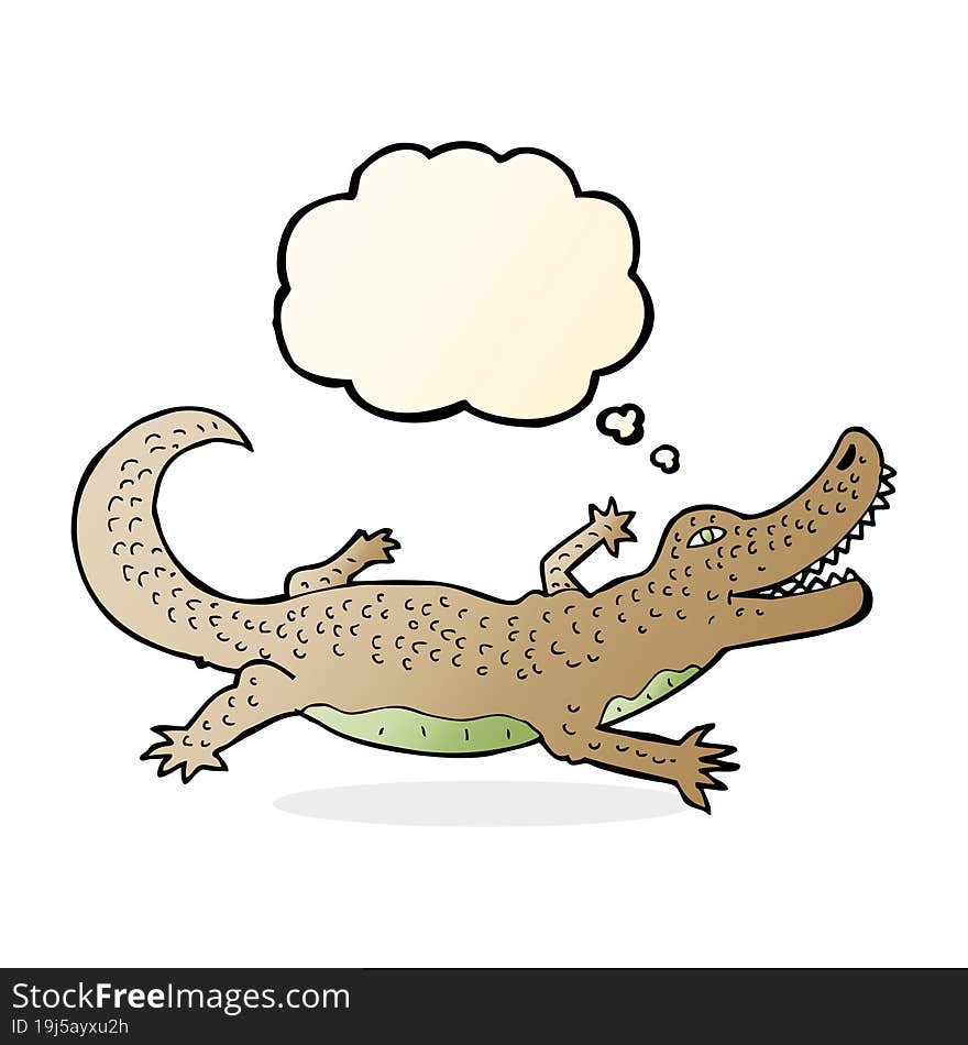 cartoon crocodile with thought bubble