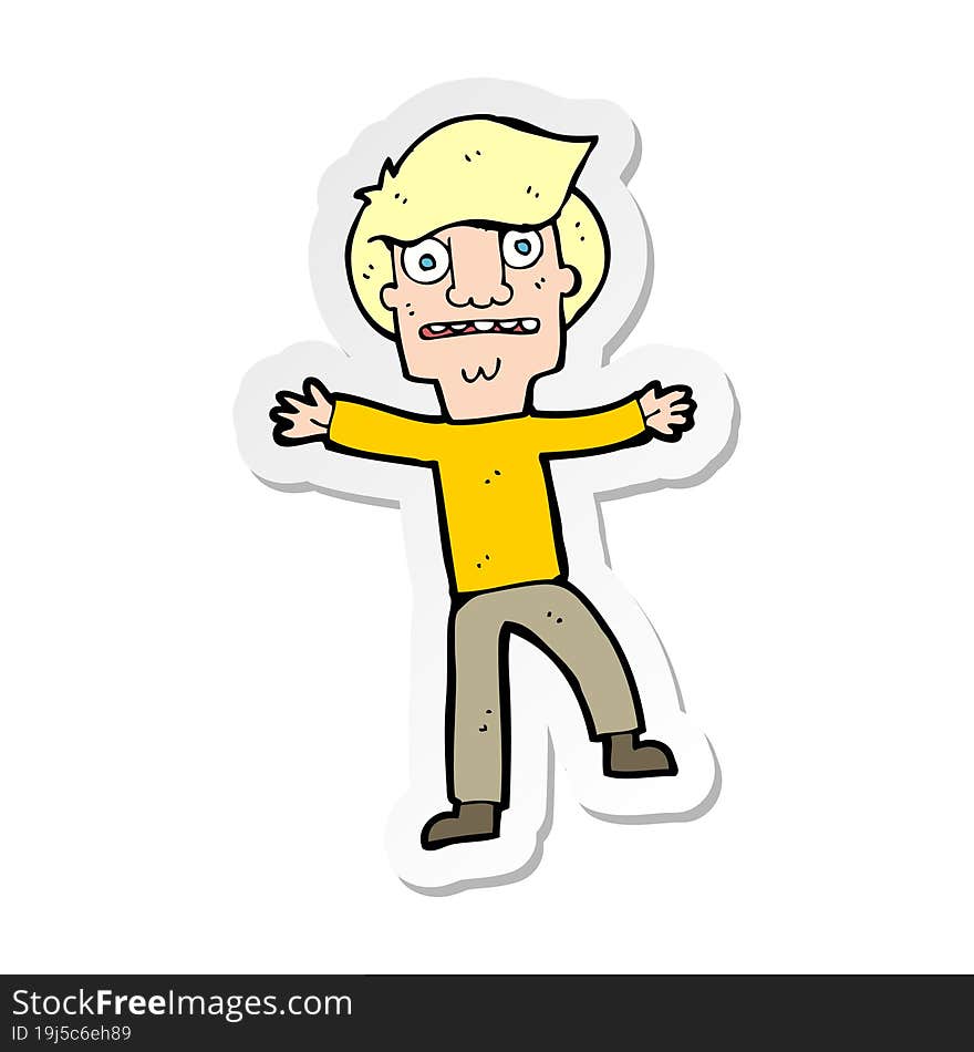 Sticker Of A Cartoon Boy Panicking