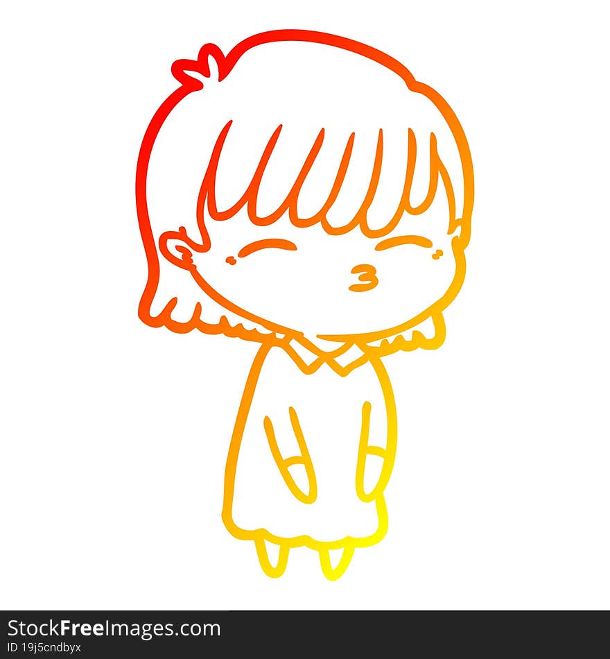 warm gradient line drawing of a cartoon woman