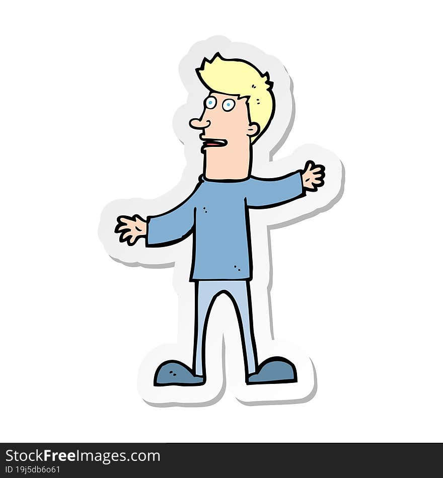 sticker of a cartoon surprised man