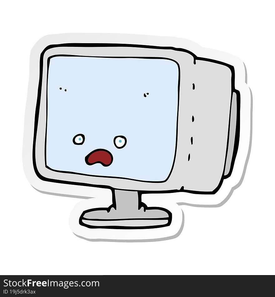 sticker of a cartoon computer screen