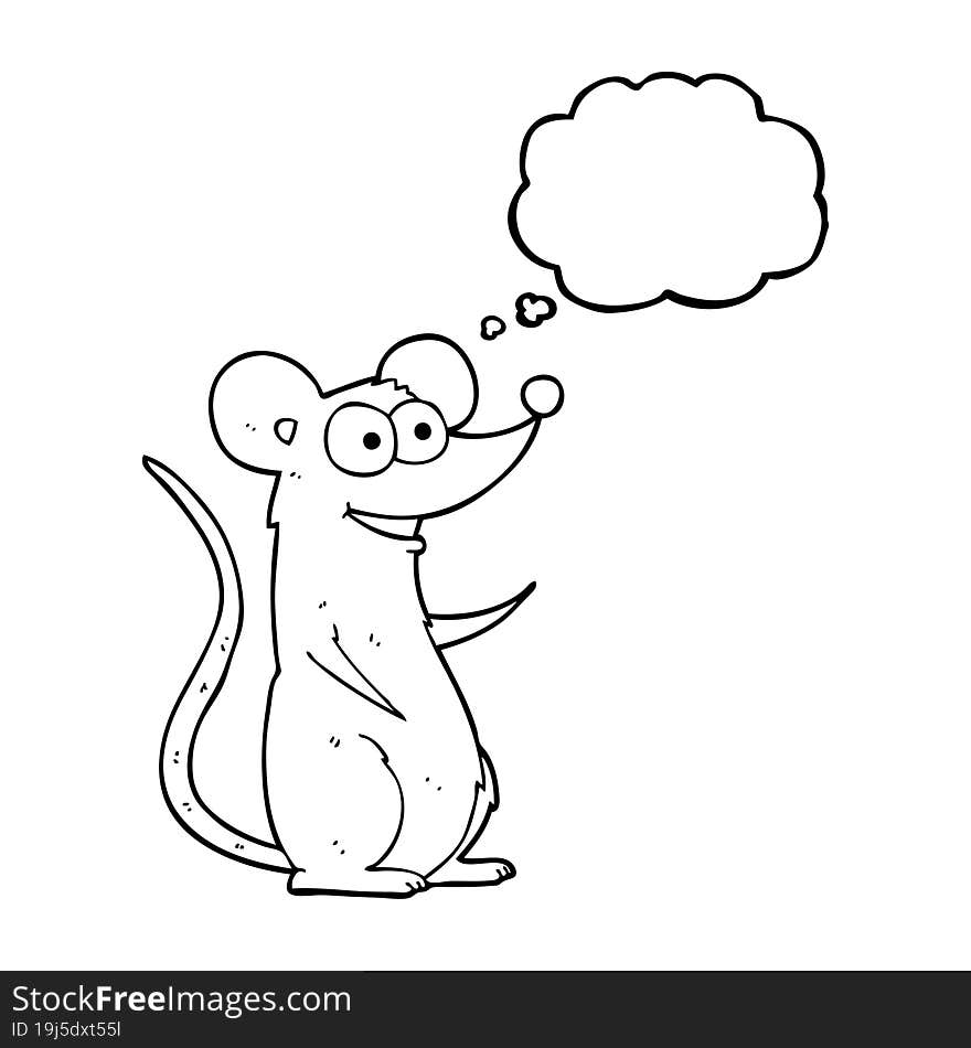 freehand drawn thought bubble cartoon happy mouse