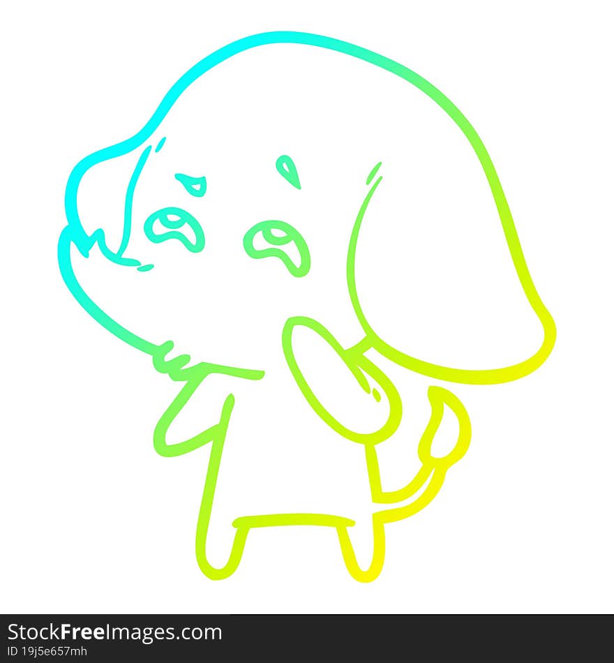 cold gradient line drawing cartoon elephant remembering