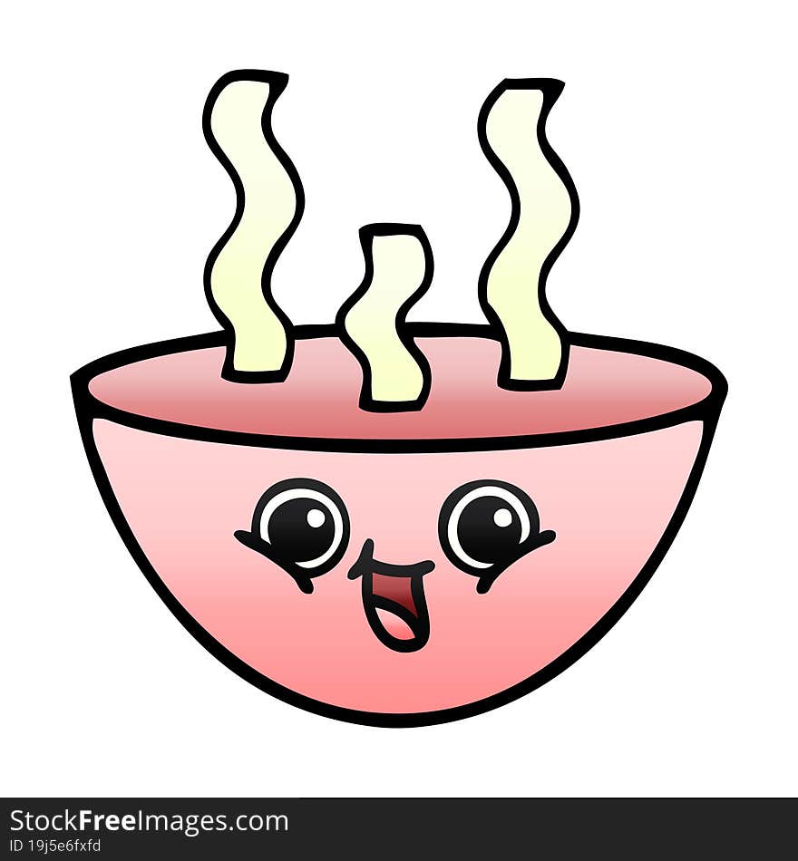 gradient shaded cartoon bowl of hot soup