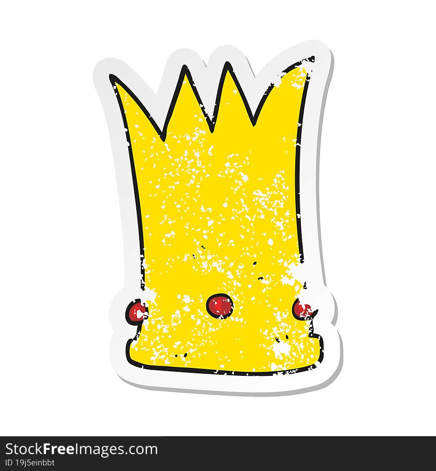 retro distressed sticker of a cartoon tall crown