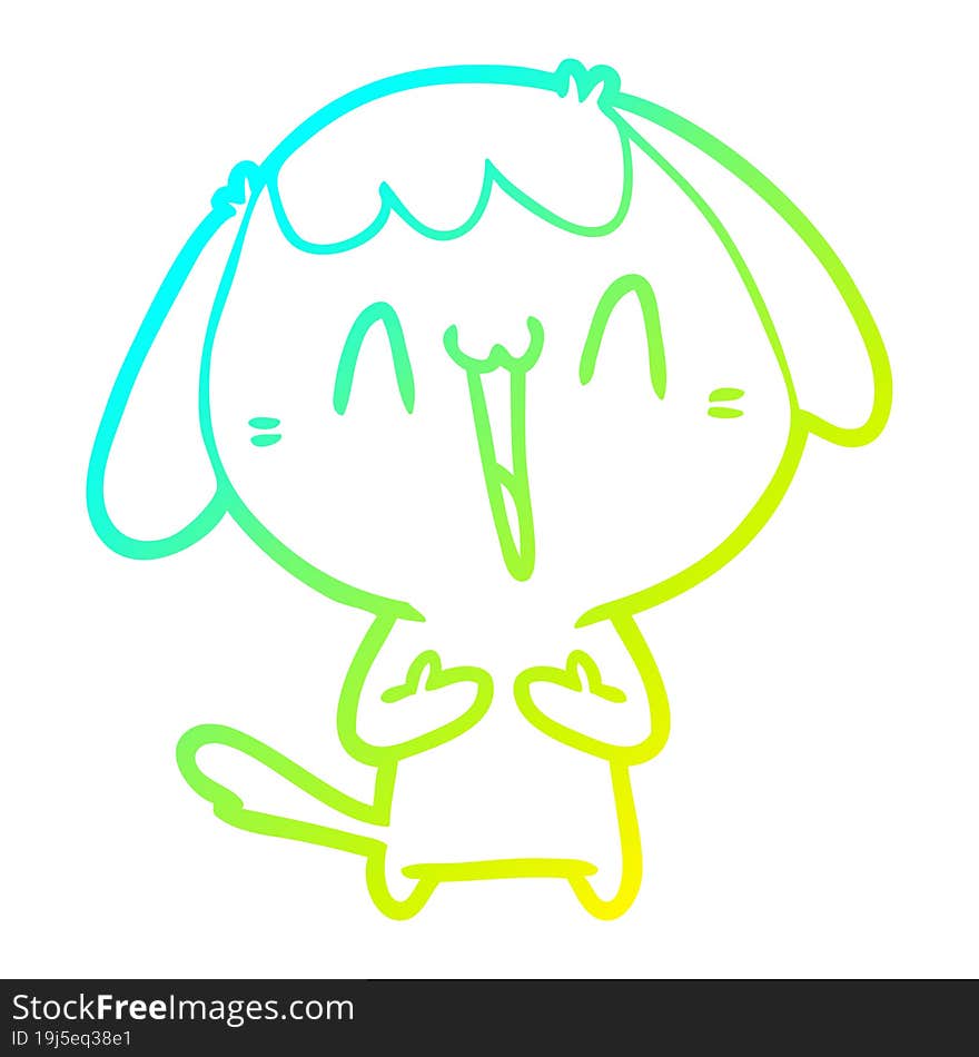 Cold Gradient Line Drawing Cute Cartoon Dog