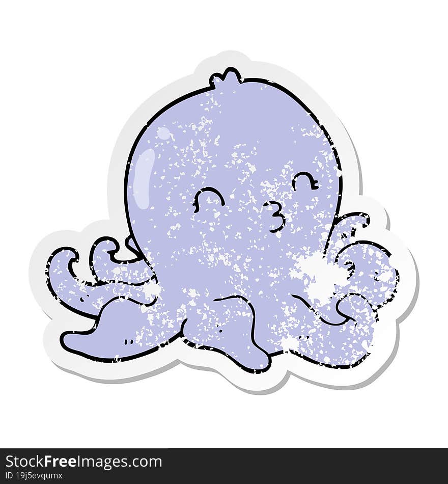 distressed sticker of a cartoon octopus