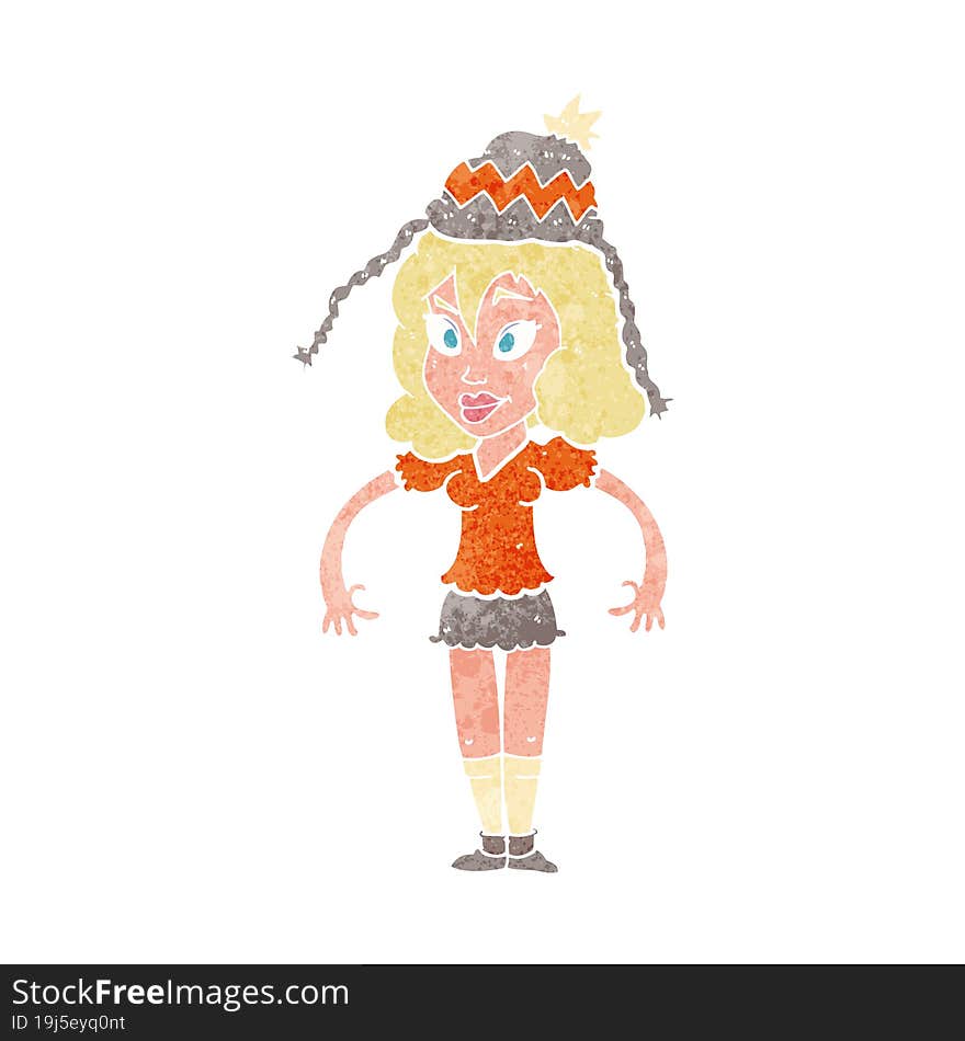 cartoon woman wearing hat