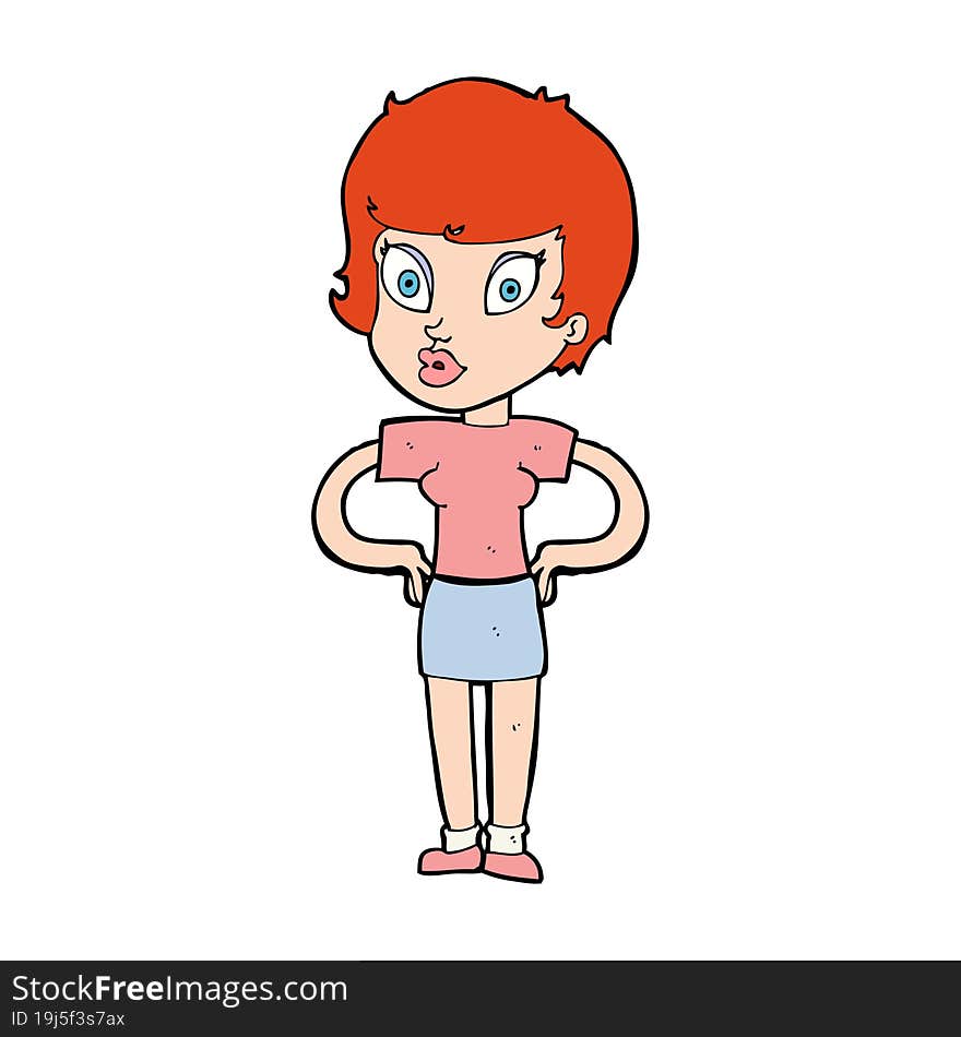 Cartoon Woman With Hands On Hips