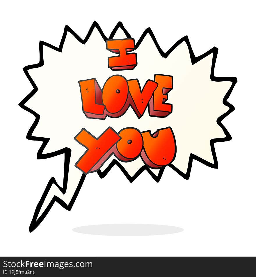 I love you speech bubble cartoon symbol