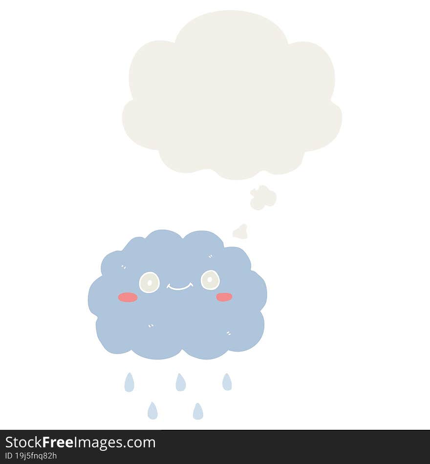 cute cartoon cloud and thought bubble in retro style