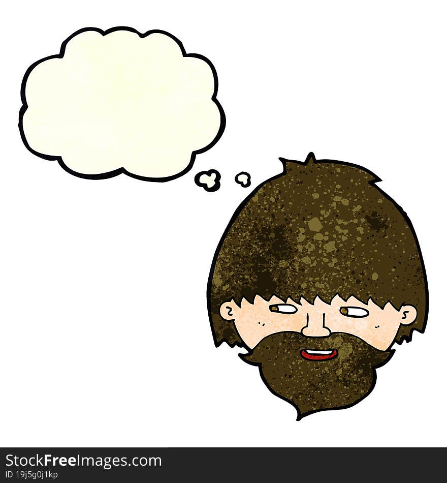 cartoon bearded man with thought bubble