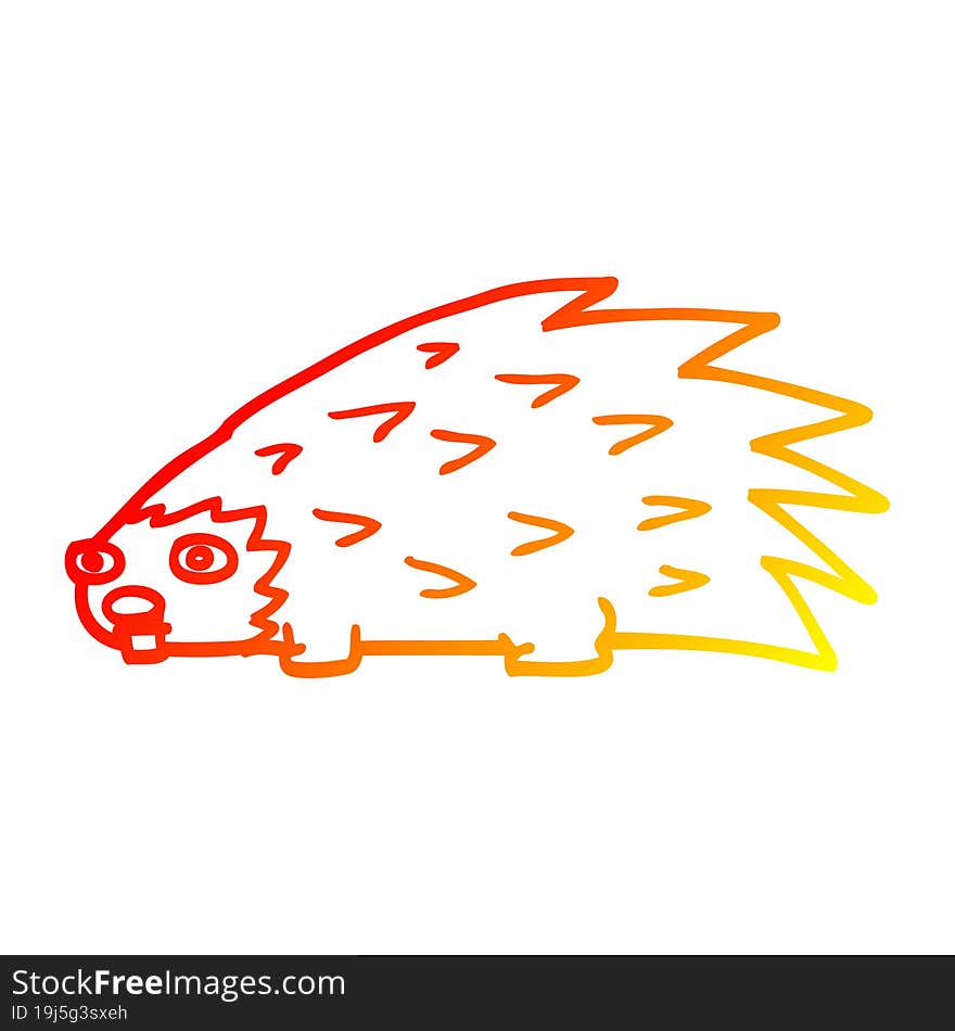 Warm Gradient Line Drawing Cartoon Spiky Hedgehog