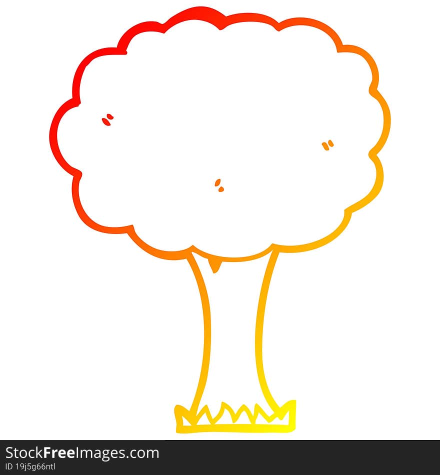 Warm Gradient Line Drawing Cartoon Tree