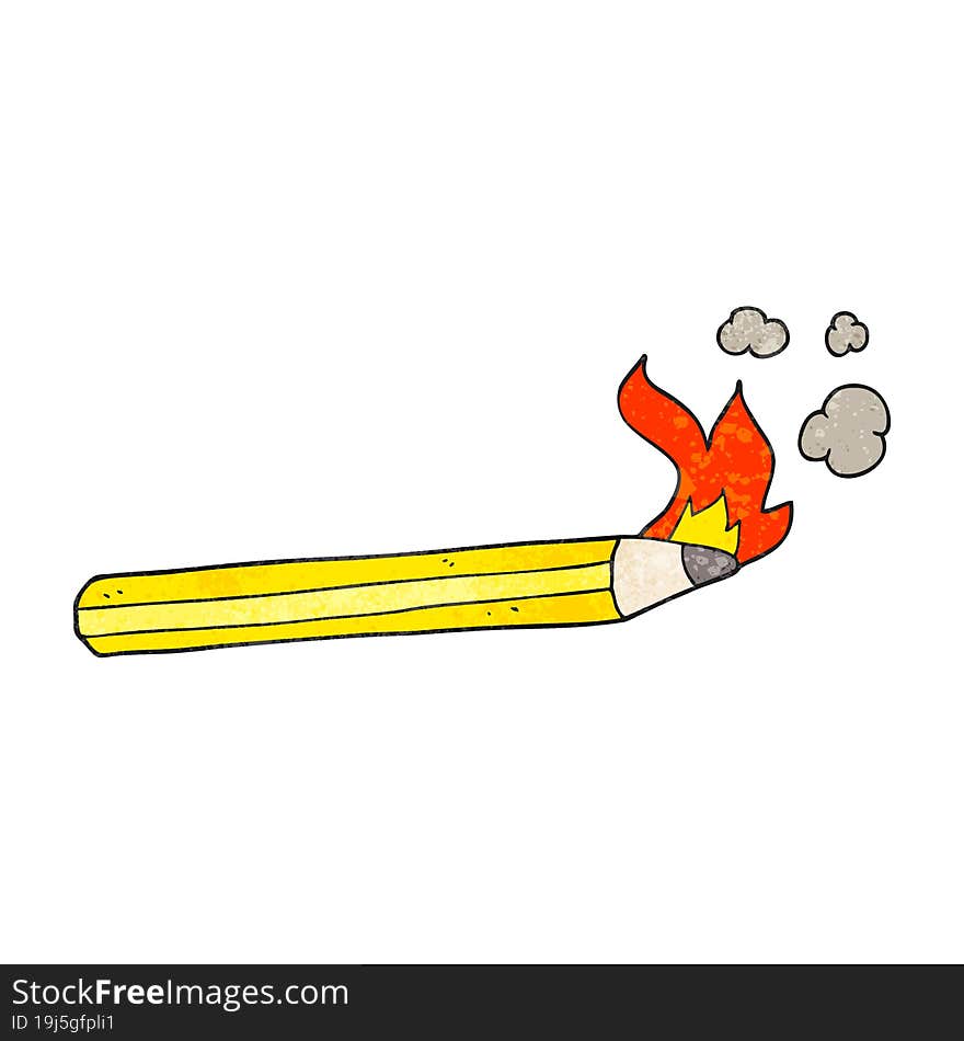 freehand textured cartoon flaming pencil