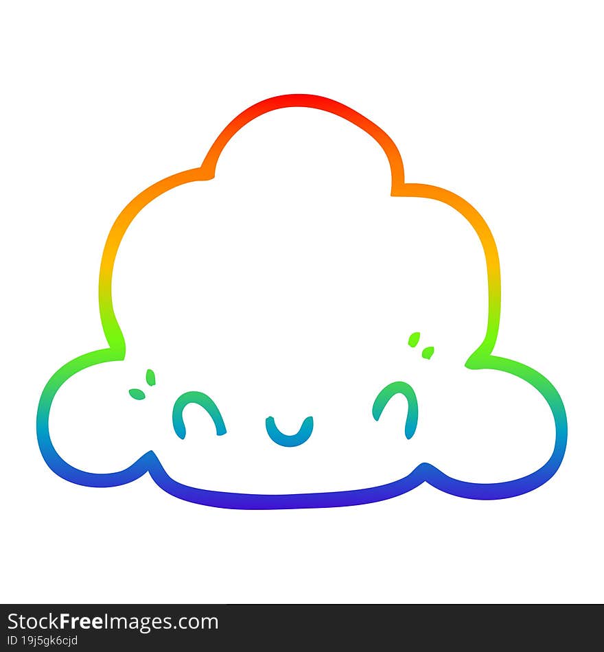 rainbow gradient line drawing cartoon cloud