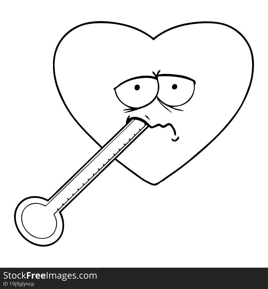 cartoon love sick heart. cartoon love sick heart