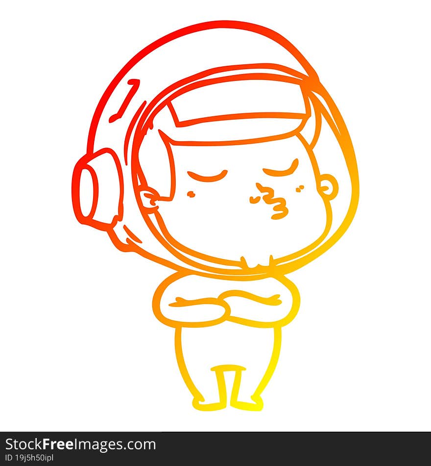 warm gradient line drawing cartoon confident astronaut