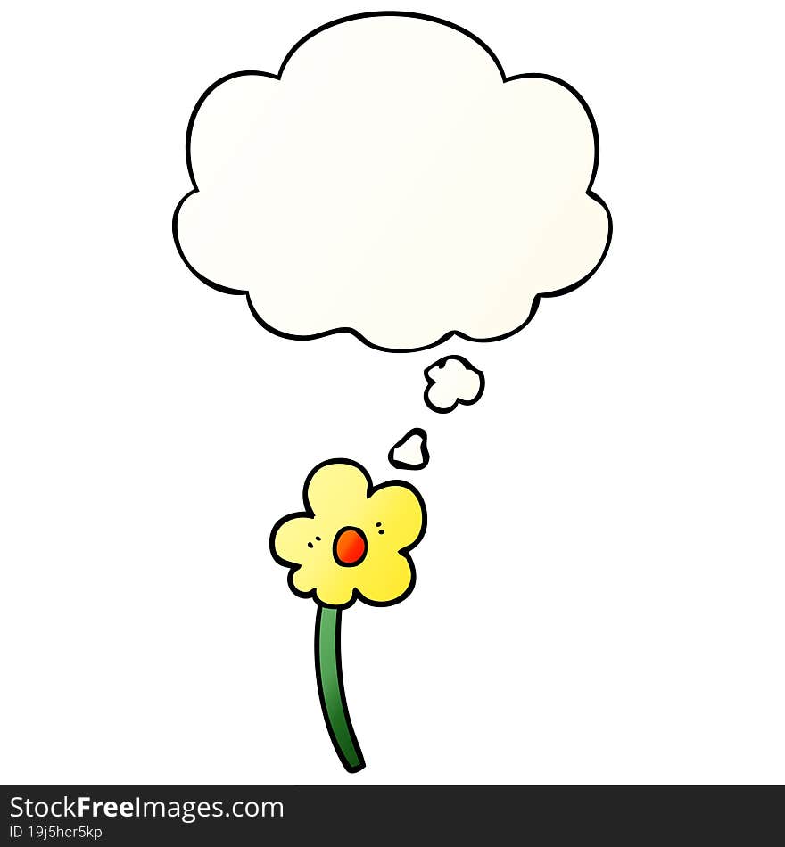 cartoon flower and thought bubble in smooth gradient style