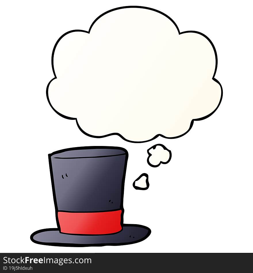 cartoon top hat and thought bubble in smooth gradient style