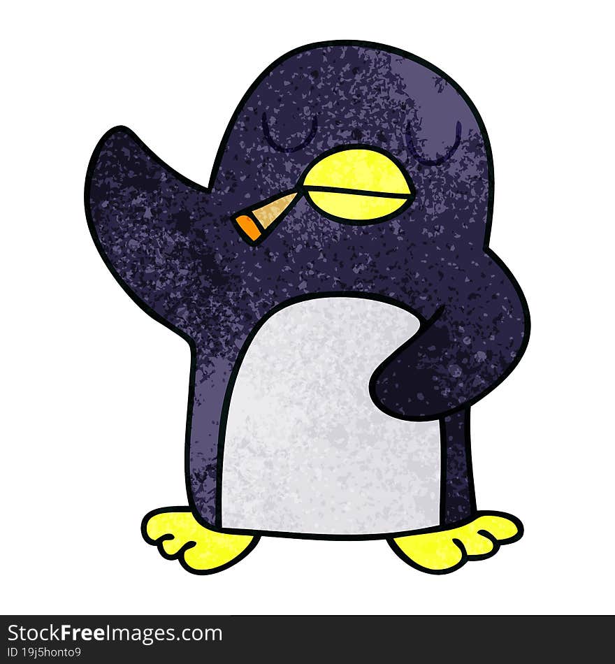 quirky hand drawn cartoon penguin