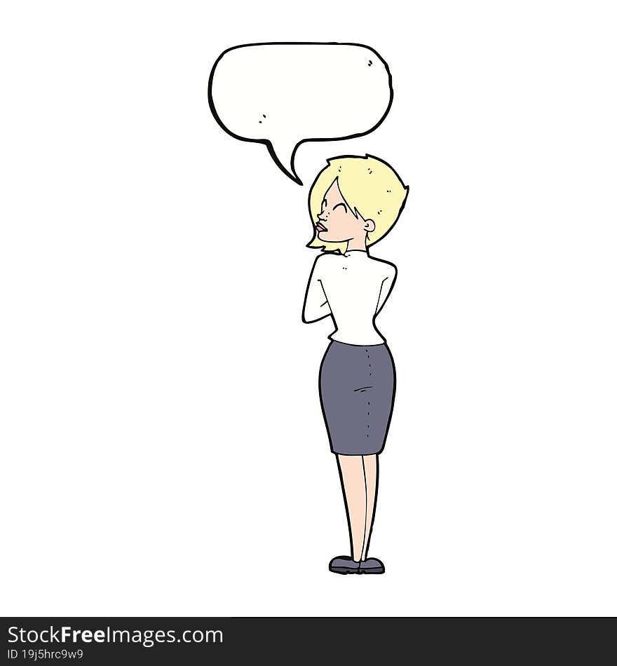 Cartoon Businesswoman Ignoring With Speech Bubble