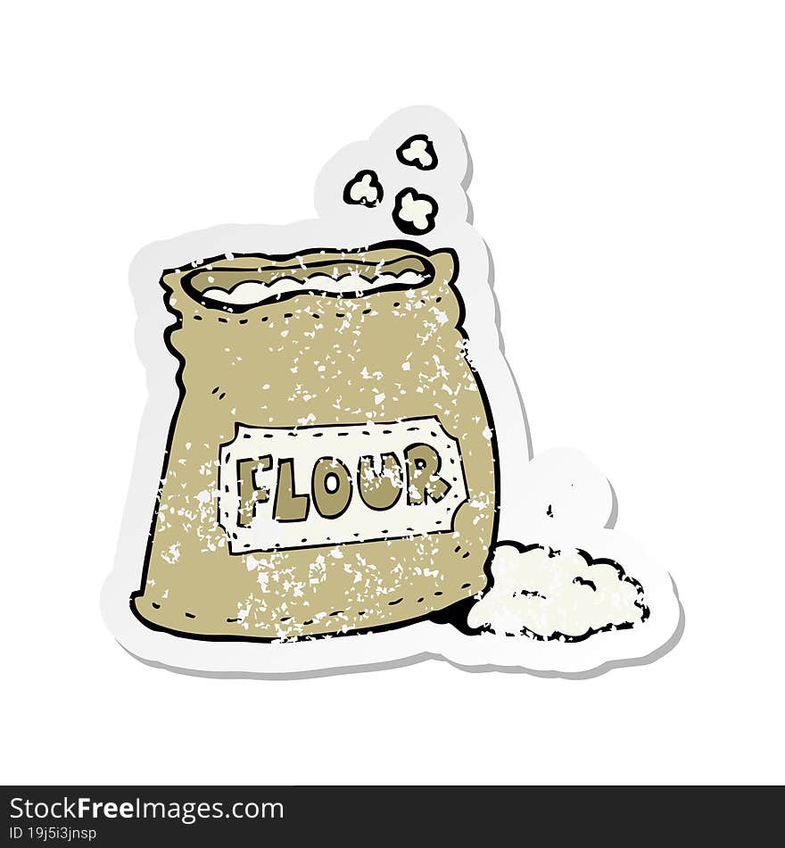 retro distressed sticker of a cartoon bag of flour