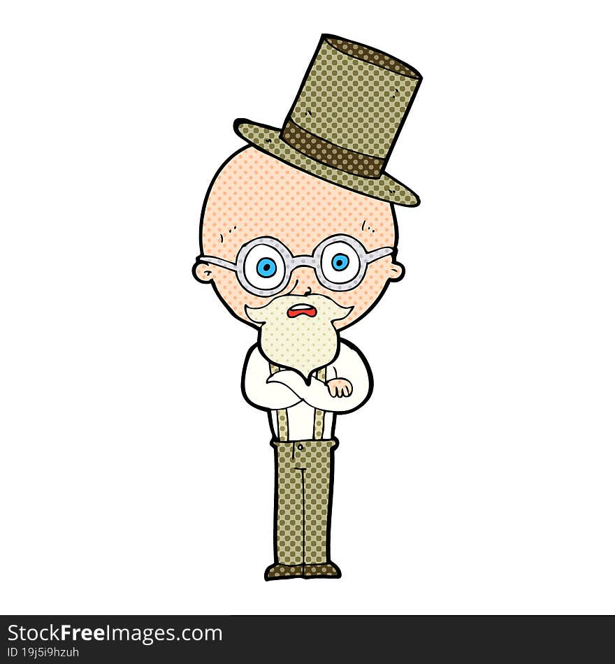 cartoon old man wearing top hat