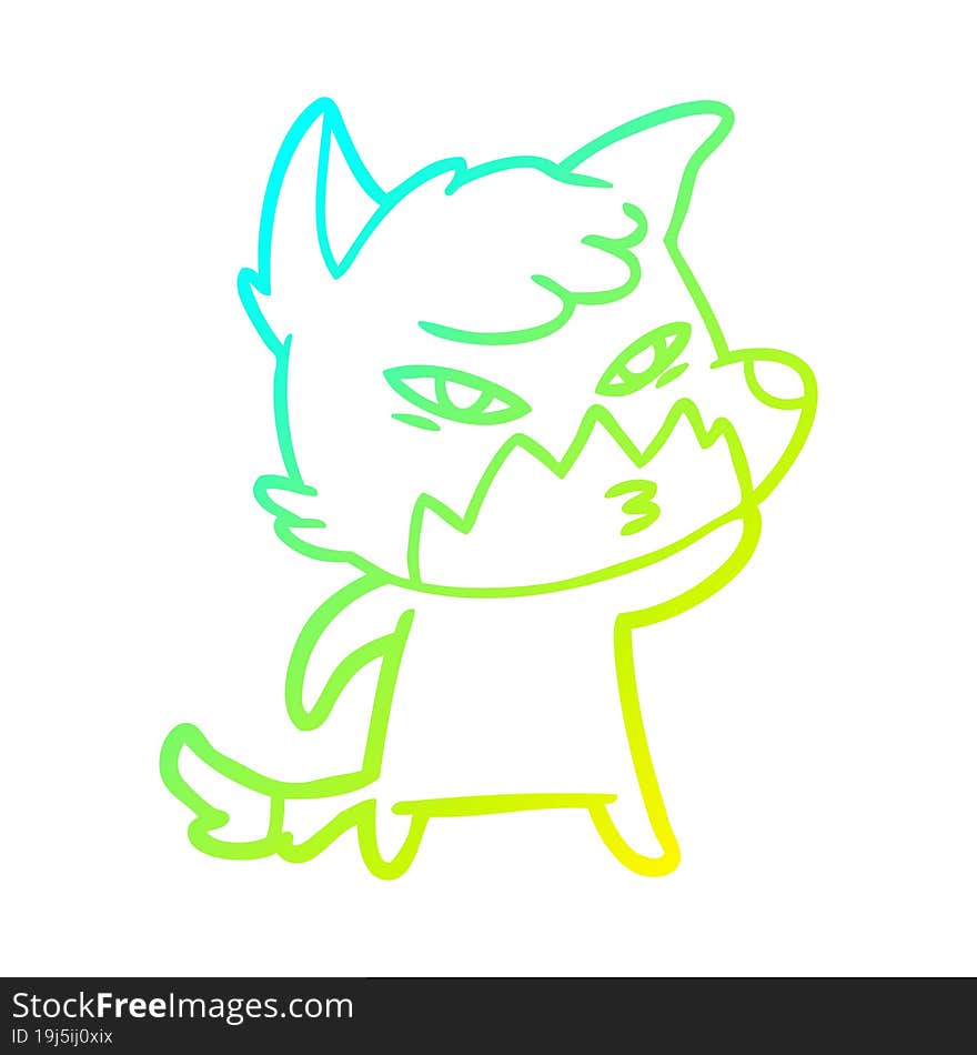 cold gradient line drawing clever cartoon fox