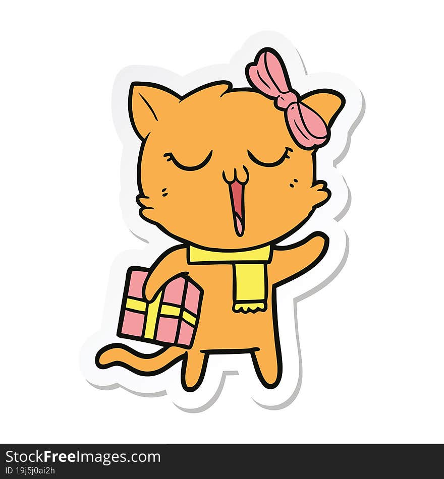 Sticker Of A Cartoon Cat