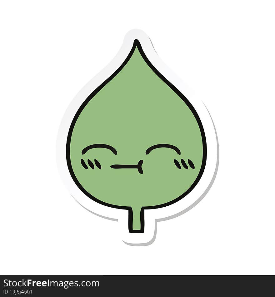 Sticker Of A Cute Cartoon Expressional Leaf