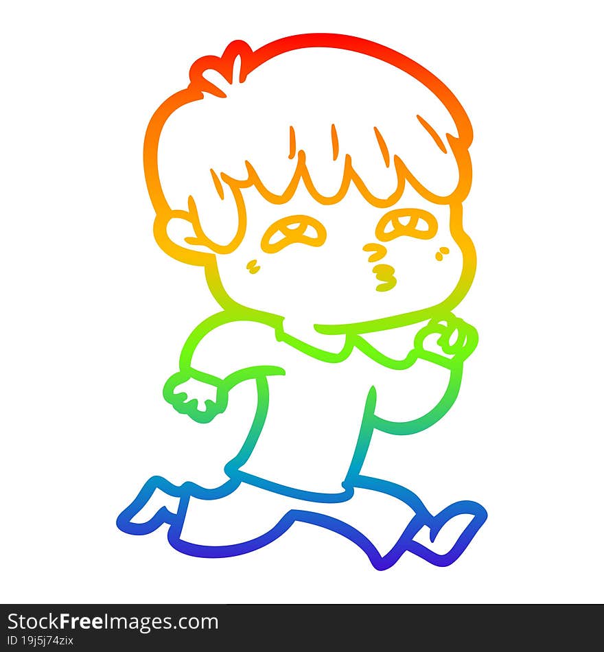 rainbow gradient line drawing cartoon man confused