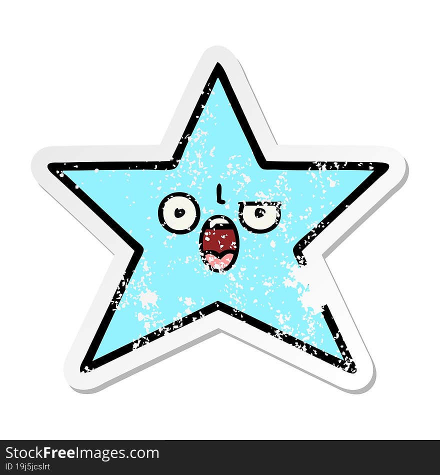 Distressed Sticker Of A Cute Cartoon Star Fish