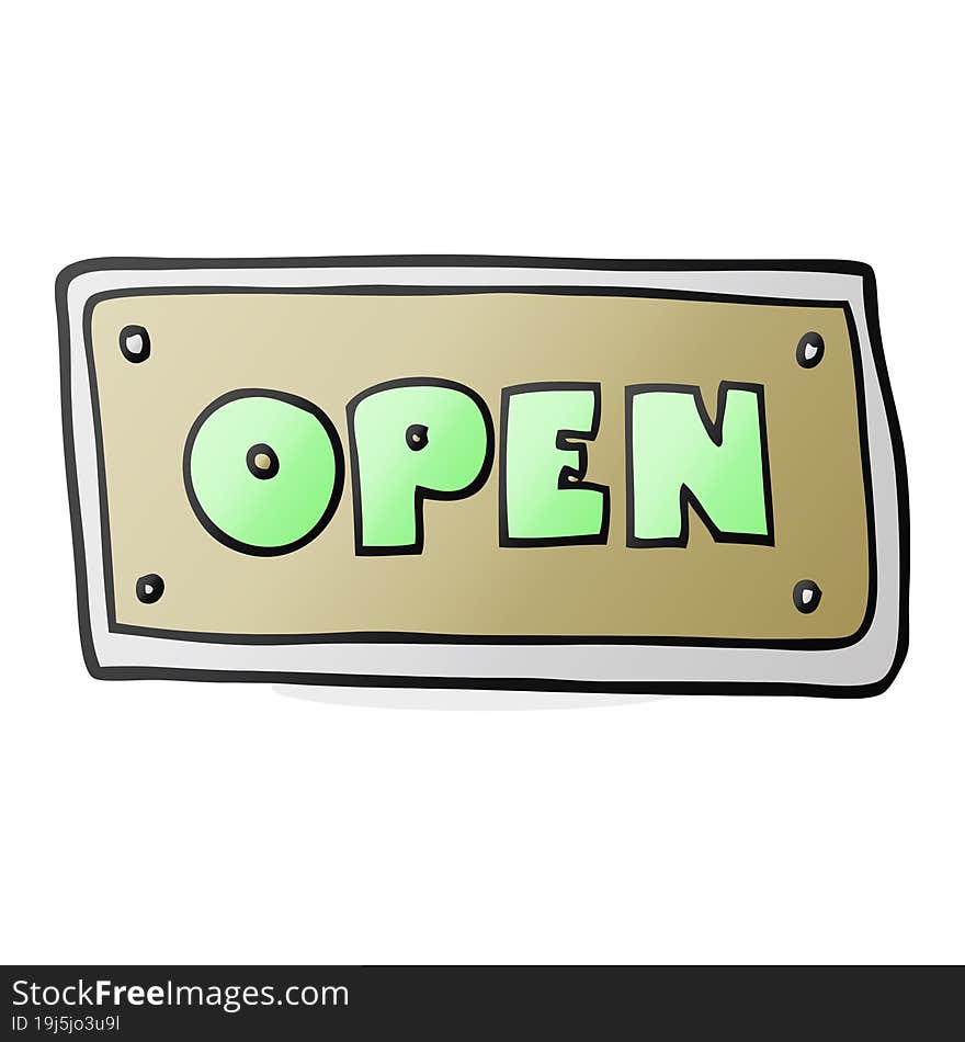 cartoon open sign