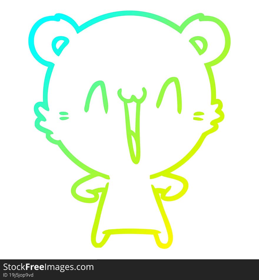 cold gradient line drawing happy bear cartoon