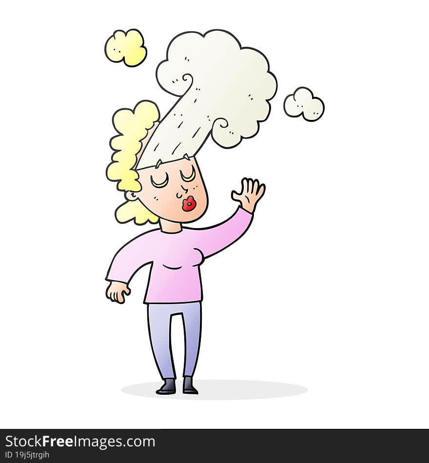 cartoon woman letting off steam