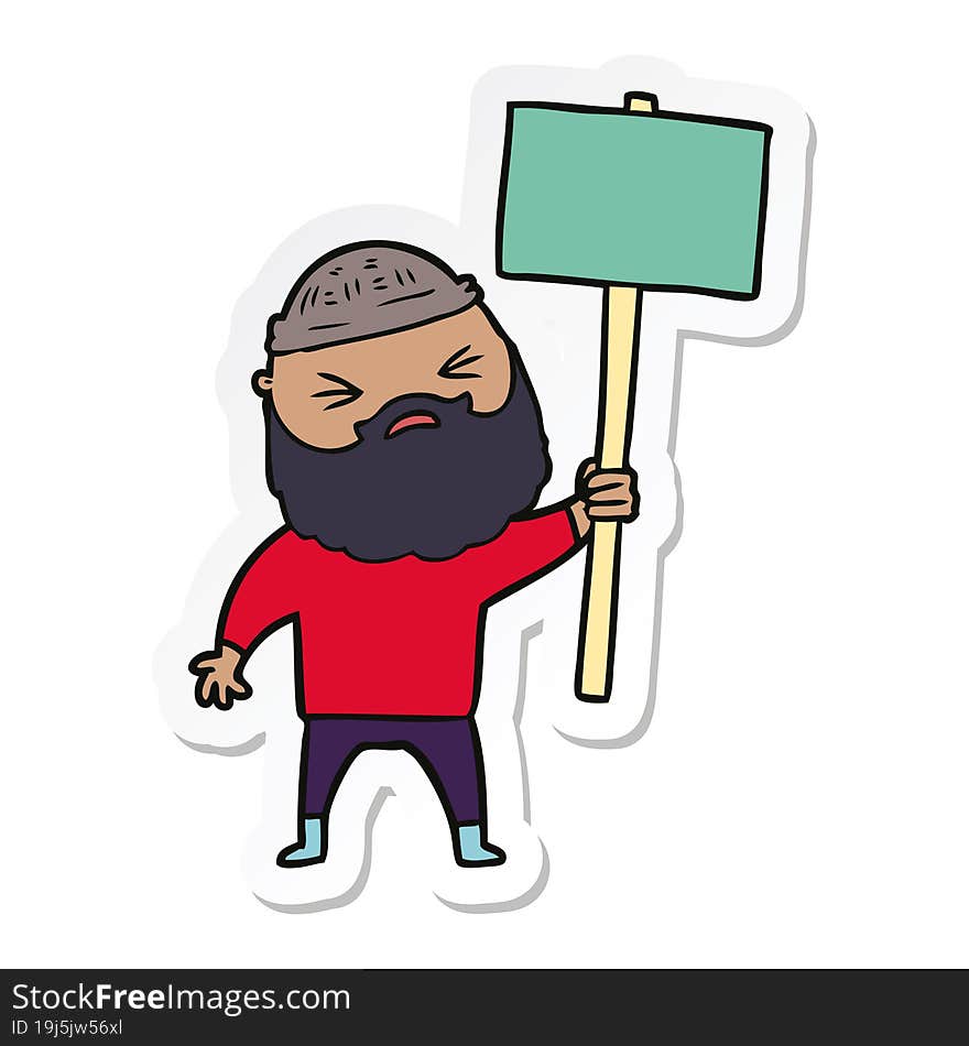 sticker of a cartoon man with beard